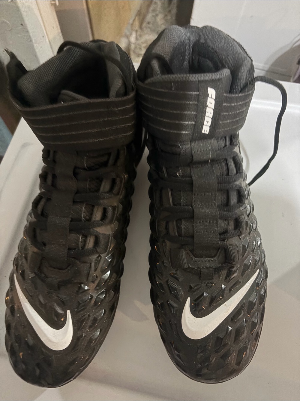 Nike Kids Black High-Top Sneakers with White Swoosh